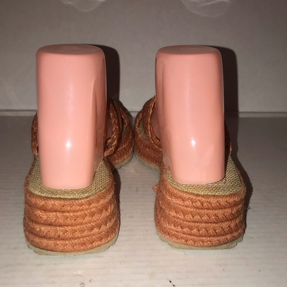 Vtg 90s Y2K Classified Orange Raffia Jute Hemp Platform Sandals - Picture 7 of 10